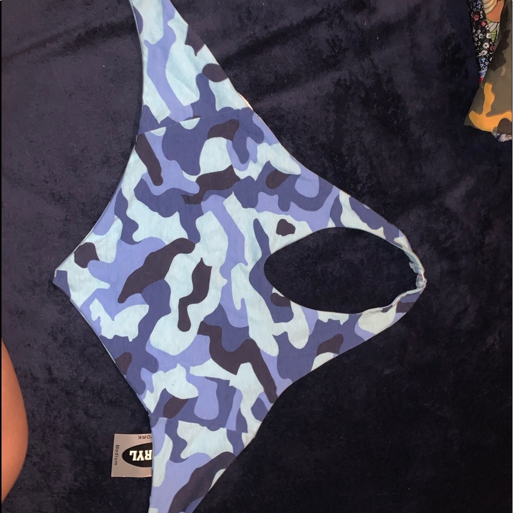 Blue camo crop top